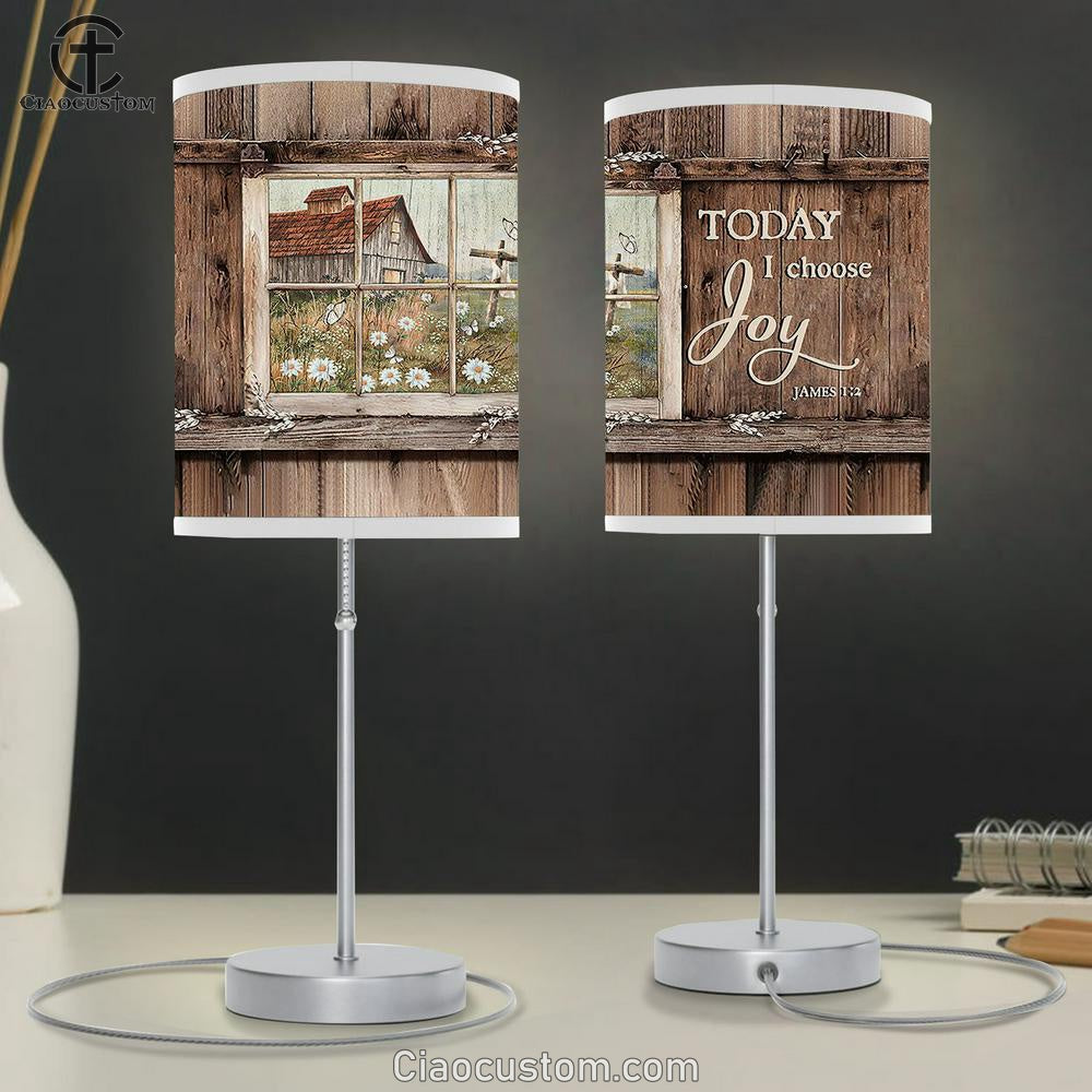 Today I Choose Joy Daisy Garden Wooden Cross Table Lamp Art - Bible Verse Lamp Art - Room Decor Christian