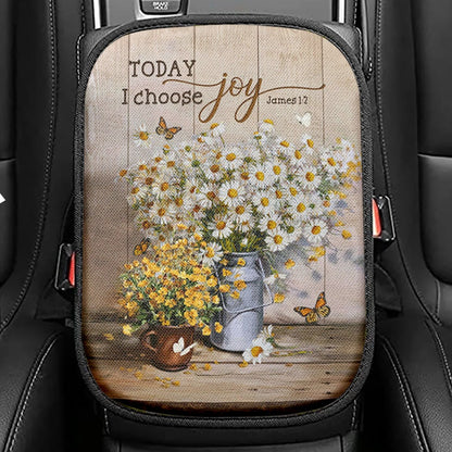 Today I Choose Joy Dandelion Field Seat Box Cover, Inspirational Car Center Console Cover, Christian Car Interior Accessories
