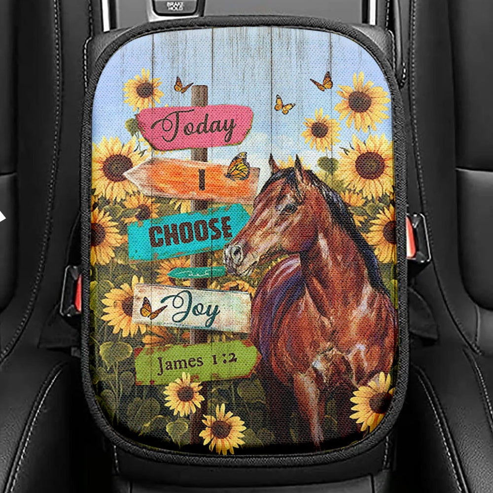 Today I Choose Joy Hummingbird Flowers In Bathtub Rose Seat Box Cover, Inspirational Car Center Console Cover, Christian Car Interior Accessories