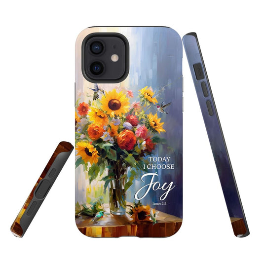 Today I Choose Joy Hummingbird Sunflower Phone Case - Bible Verse IPhone & Samsung Cases