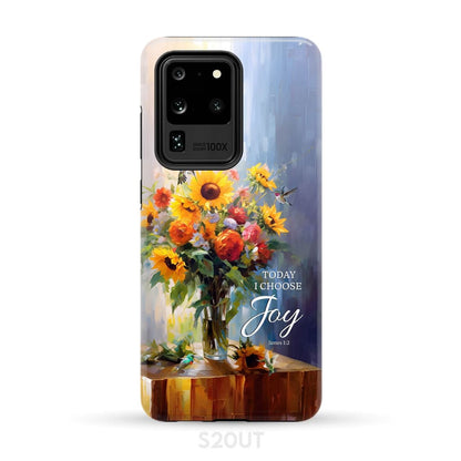 Today I Choose Joy Hummingbird Sunflower Phone Case - Bible Verse IPhone & Samsung Cases
