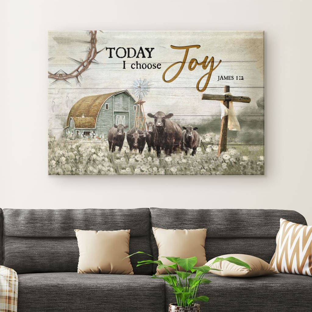 Today I Choose Joy James 12 Farmhouse Style Canvas Wall Art - Christian Canvas - Faith Canvas