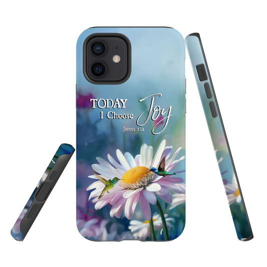 Today I Choose Joy James 12 Hummingbird With Daisies Phone Case - Bible Verse IPhone & Samsung Cases