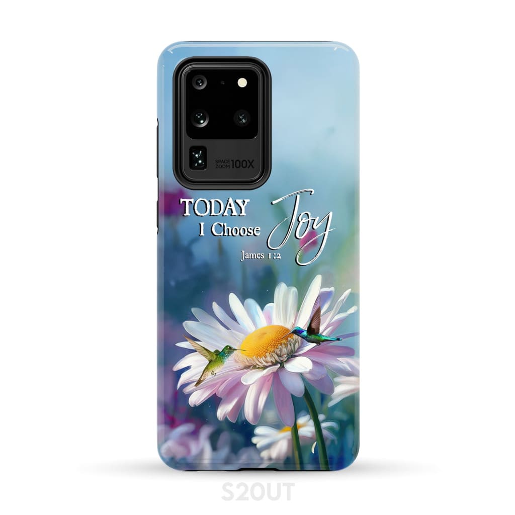 Today I Choose Joy James 12 Hummingbird With Daisies Phone Case - Bible Verse IPhone & Samsung Cases