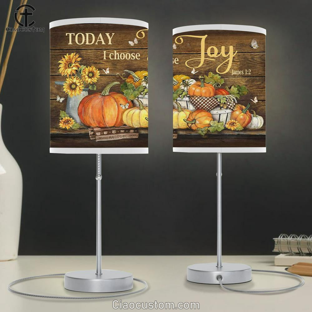 Today I Choose Joy James 12 Pumpkin Autumn Table Lamp For Bedroom - Christian Room Decor