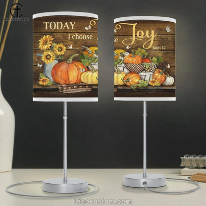 Today I Choose Joy James 12 Pumpkin Autumn Table Lamp For Bedroom - Christian Room Decor