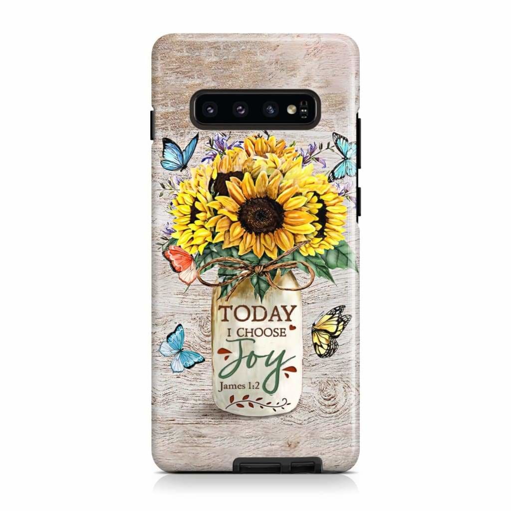 Today I Choose Joy James 12 Sunflowers With Butterfly Christian Phone Case - Inspirational Bible Scripture iPhone Cases