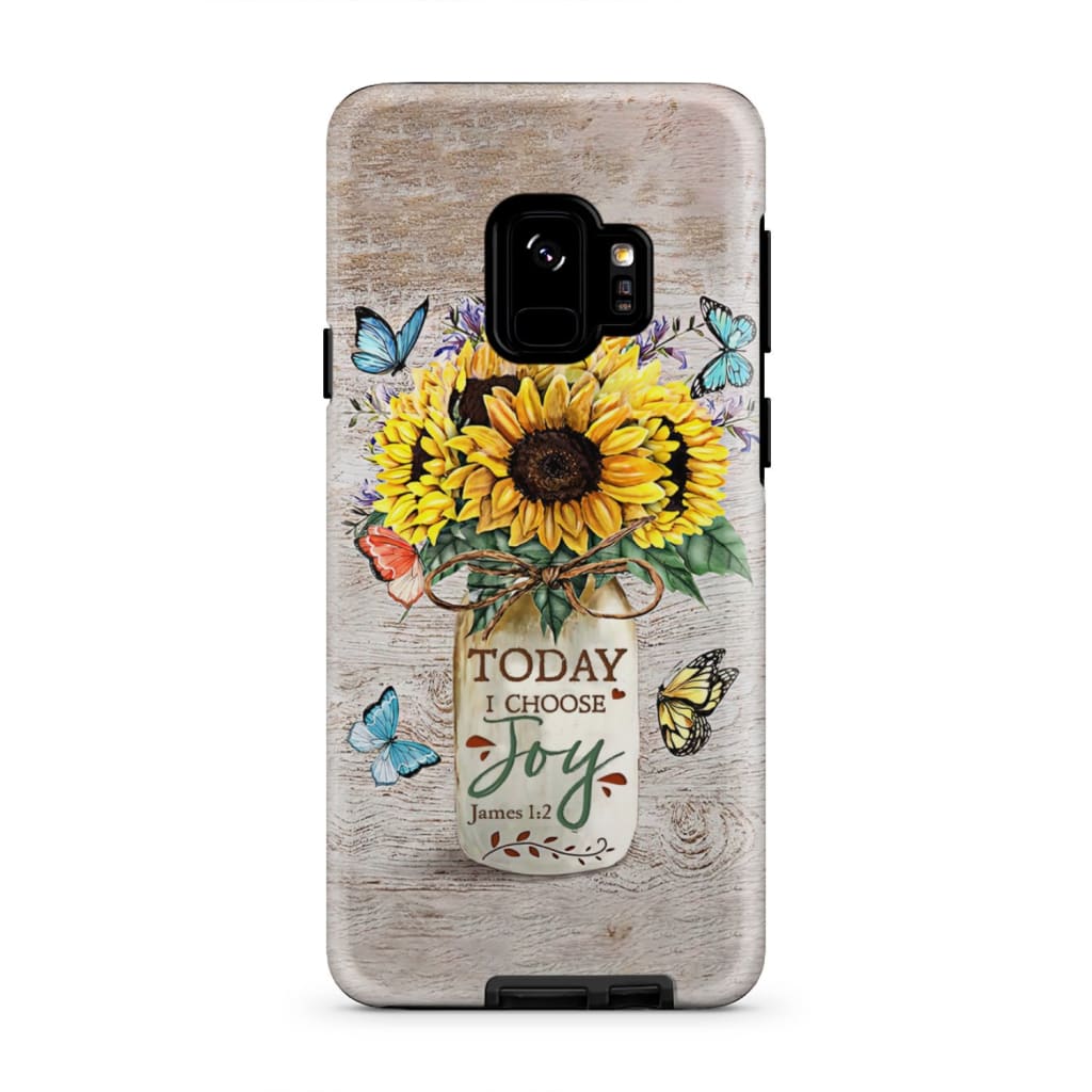 Today I Choose Joy James 12 Sunflowers With Butterfly Christian Phone Case - Inspirational Bible Scripture iPhone Cases