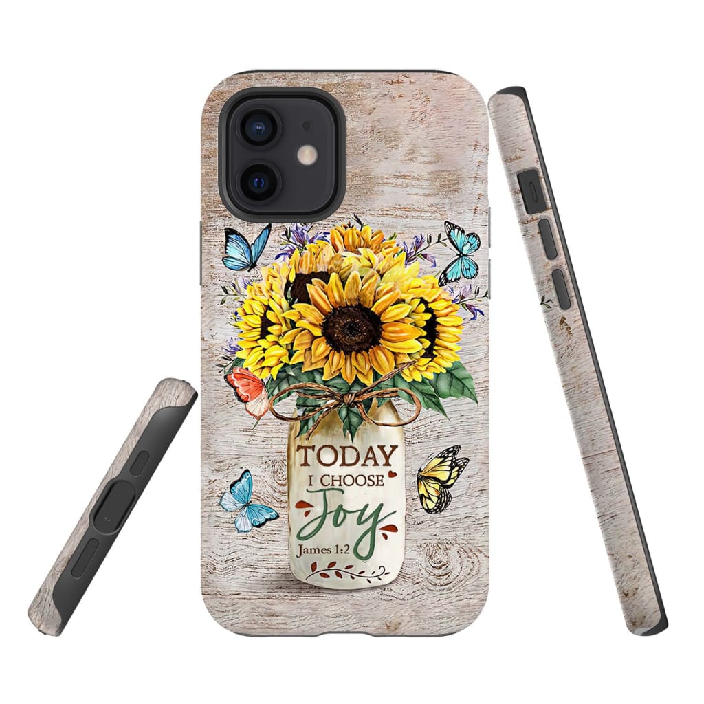 Today I Choose Joy James 12 Sunflowers With Butterfly Christian Phone Case - Inspirational Bible Scripture iPhone Cases