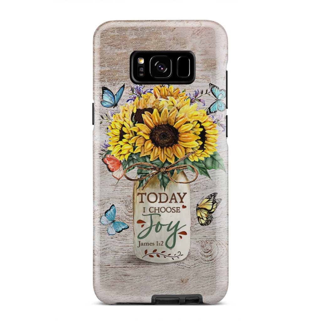 Today I Choose Joy James 12 Sunflowers With Butterfly Christian Phone Case - Inspirational Bible Scripture iPhone Cases
