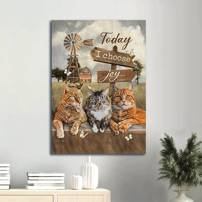 Today I Choose Joy James 1 2 Canvas Wall Art - Three Cats - Green Farm - Wooden Sign - Windmill Portrait Canvas