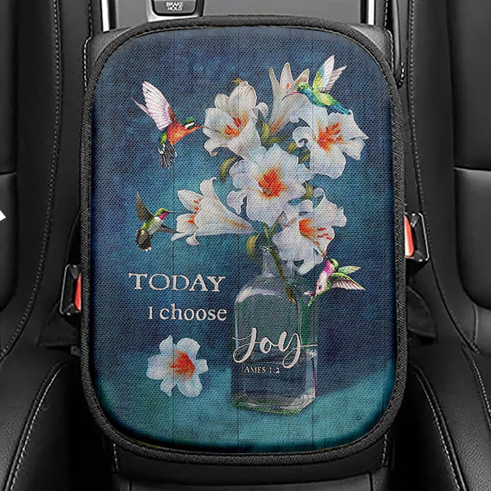 Today I Choose Joy Monarch Butterfly Camellia Seat Box Cover, Christian Car Center Console Cover, Religious Car Interior Accessories