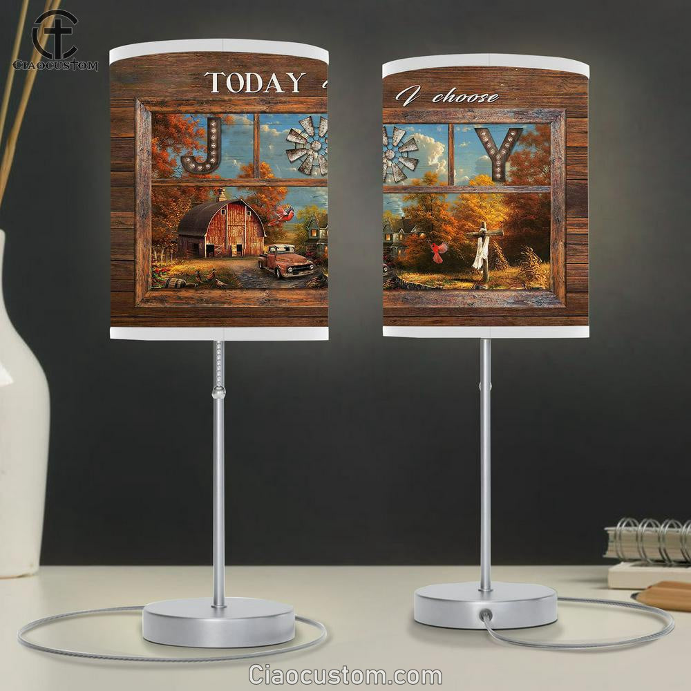 Today I Choose Joy Red Cardinal Old Ladybug Car Table Lamp For Bedroom - Bible Verse Table Lamp - Religious Room Decor