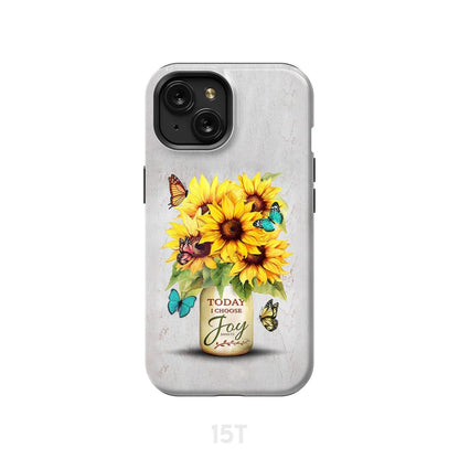Today I Choose Joy Sunflower & Butterfly Vase Phone Case - Bible Verse IPhone & Samsung Cases