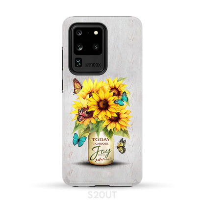 Today I Choose Joy Sunflower & Butterfly Vase Phone Case - Bible Verse IPhone & Samsung Cases