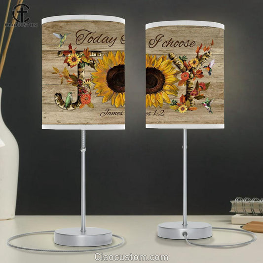 Today I Choose Joy Sunflower, Hummingbirds Lamp Art Table Lamp - Christian Lamp Art - Religious Art