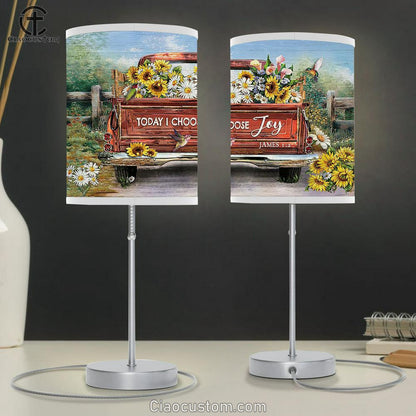 Today I Choose Joy Truck Flower Field Hummingbird Table Lamp Art - Bible Verse Lamp Art - Room Decor Christian