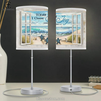 Today I Choose Joy Turtle Seagull Table Lamp Art - Bible Verse Lamp Art - Room Decor Christian