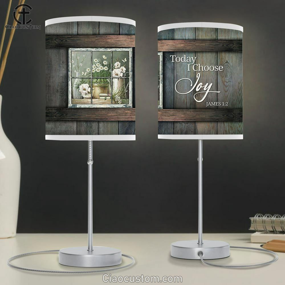 Today I Choose Joy White Climbing Roses Daisy Flower Table Lamp Art - Bible Verse Lamp Art - Room Decor Christian