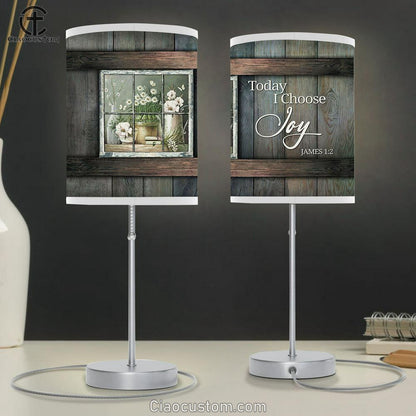 Today I Choose Joy White Climbing Roses Daisy Flower Table Lamp Art - Bible Verse Lamp Art - Room Decor Christian