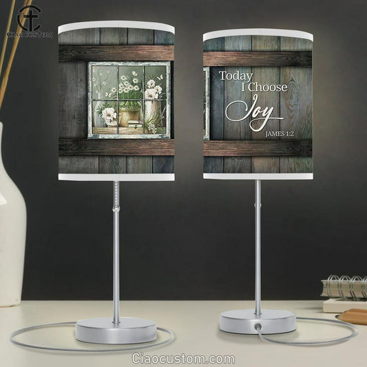 Today I Choose Joy White Climbing Roses Daisy Flower Table Lamp Art - Bible Verse Lamp Art - Room Decor Christian