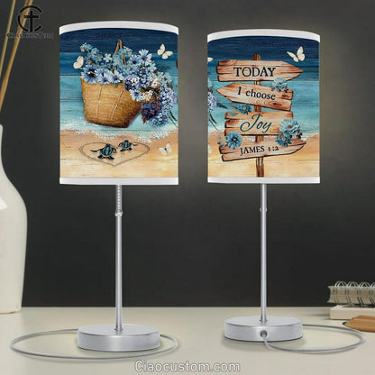 Today I Choose You Blue Flowers, Sea Turtles Beach Lamp Art Table Lamp - Christian Lamp Art - Religious Art