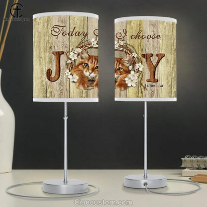 Today I choose joy Maine Coon cat cherry blossom Table Lamp For Bedroom - Bible Verse Table Lamp - Religious Room Decor
