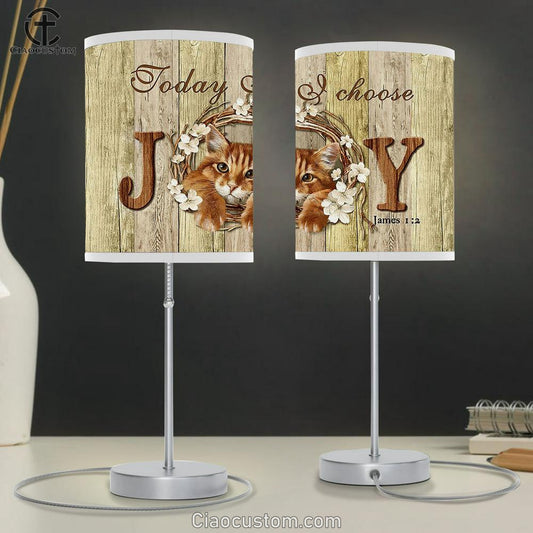 Today I choose joy Maine Coon cat cherry blossom Table Lamp For Bedroom - Bible Verse Table Lamp - Religious Room Decor