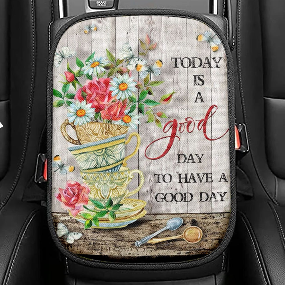 Today Is A Good Day Daisy Seat Box Cover, Christian Car Center Console Cover