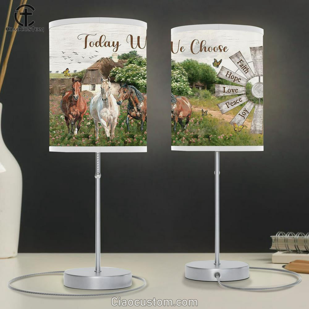 Today We Choose Joy Dream Horses Windmill Table Lamp For Bedroom - Bible Verse Table Lamp - Religious Room Decor