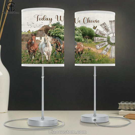 Today We Choose Joy Dream Horses Windmill Table Lamp For Bedroom - Bible Verse Table Lamp - Religious Room Decor