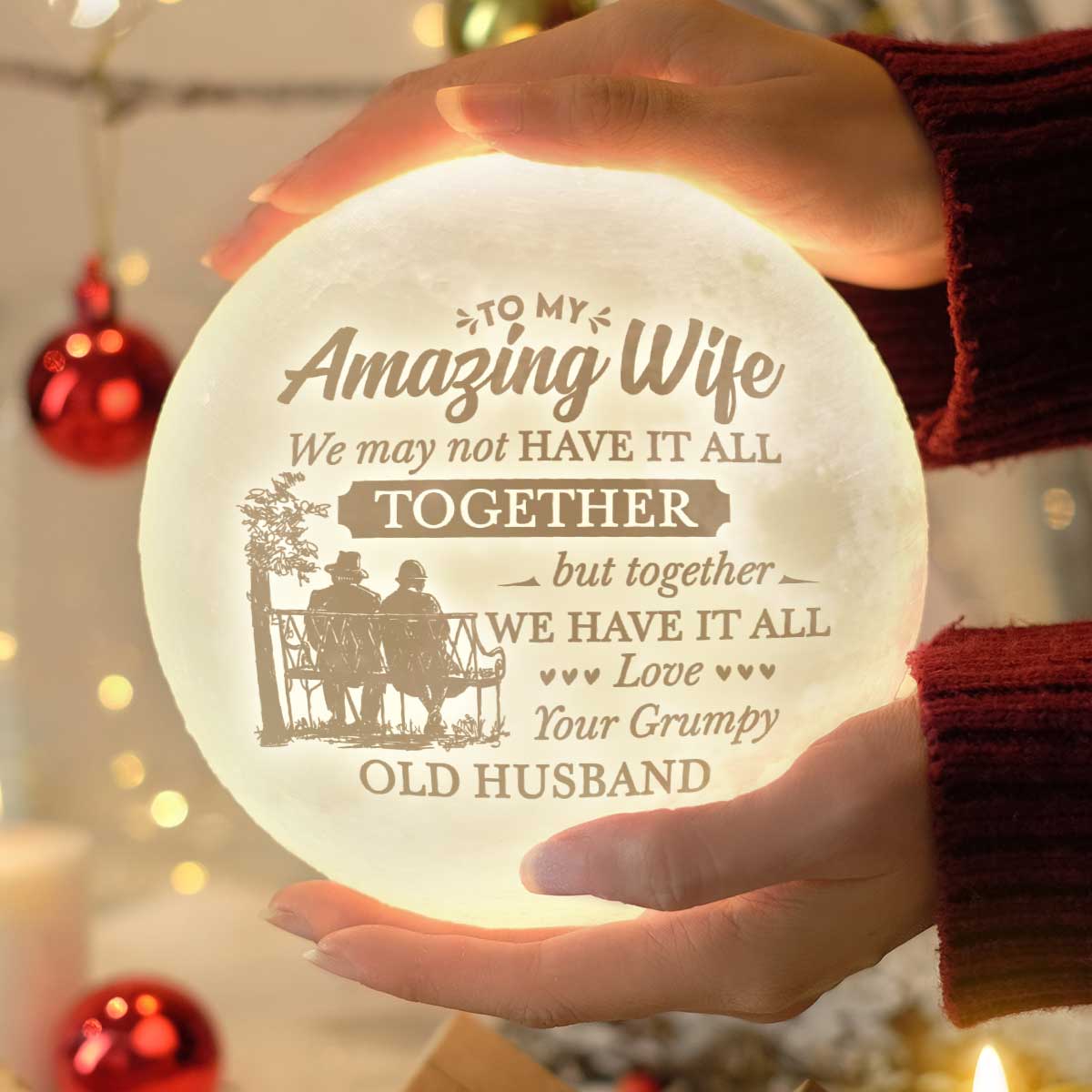 Together We Have It All 3d Printed Moon Lamp - To My Wife - Valentines Gifts For Wife - Marriage Gifts For Couple - Anniversary Gift