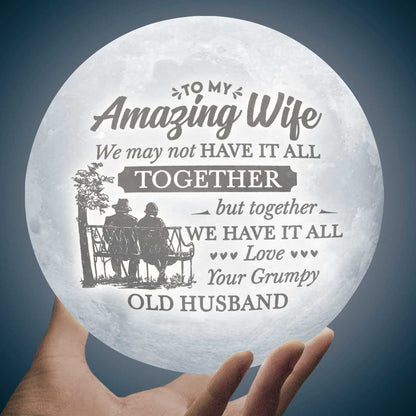Together We Have It All 3d Printed Moon Lamp - To My Wife - Valentines Gifts For Wife - Marriage Gifts For Couple - Anniversary Gift