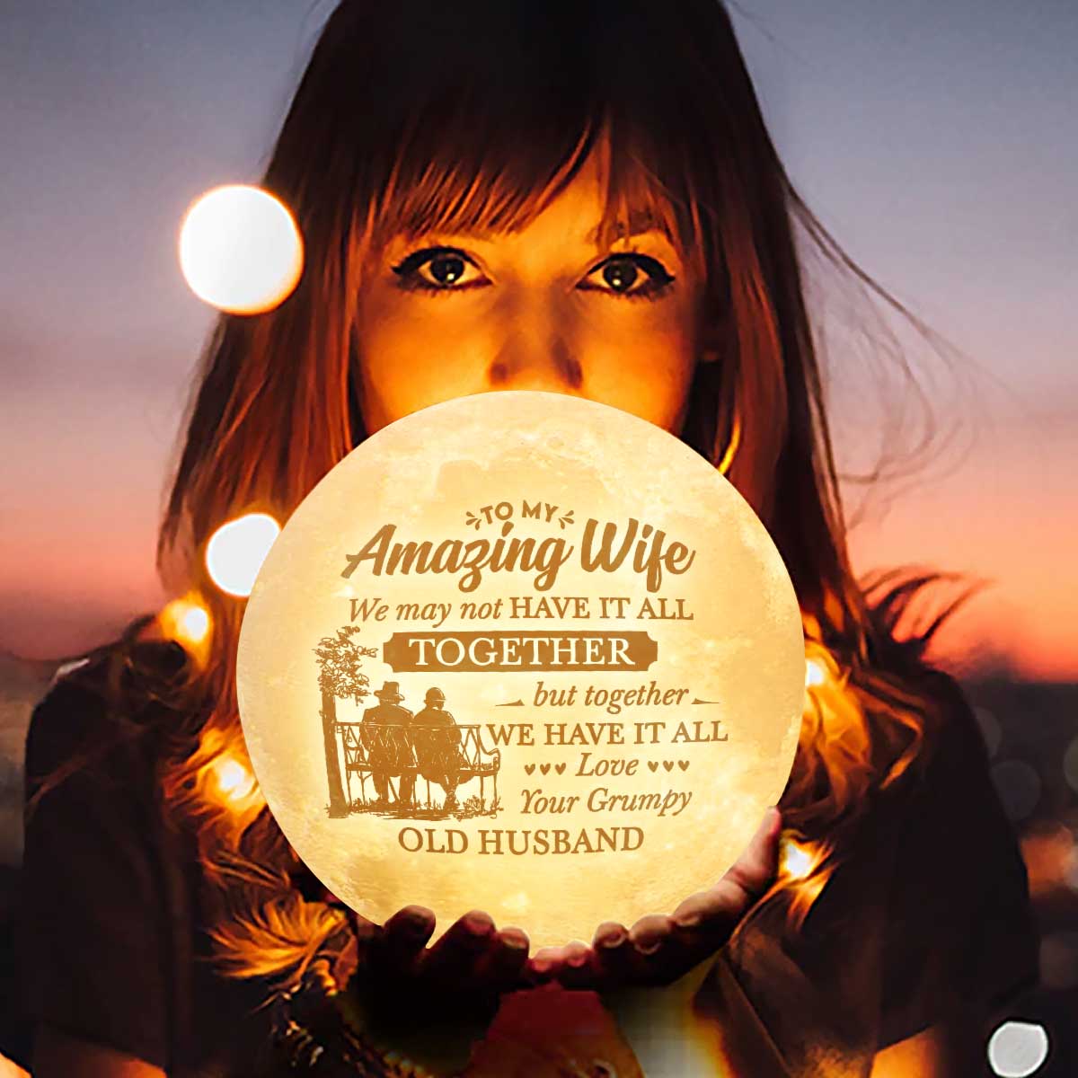 Together We Have It All 3d Printed Moon Lamp - To My Wife - Valentines Gifts For Wife - Marriage Gifts For Couple - Anniversary Gift