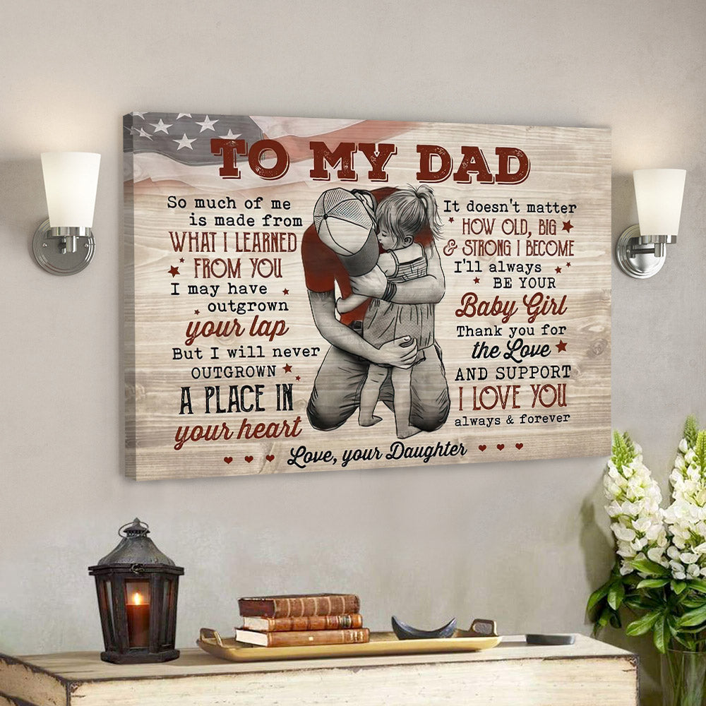 Daughter To My Dad - A Place In Your Heart - Father's Day Canvas - Best Gift For Fathers Day - Ciaocustom