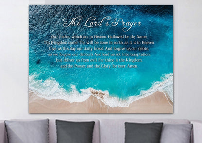 Top-Down Beach View & The Lords Prayer Wall Art - Christian Canvas Wall Art