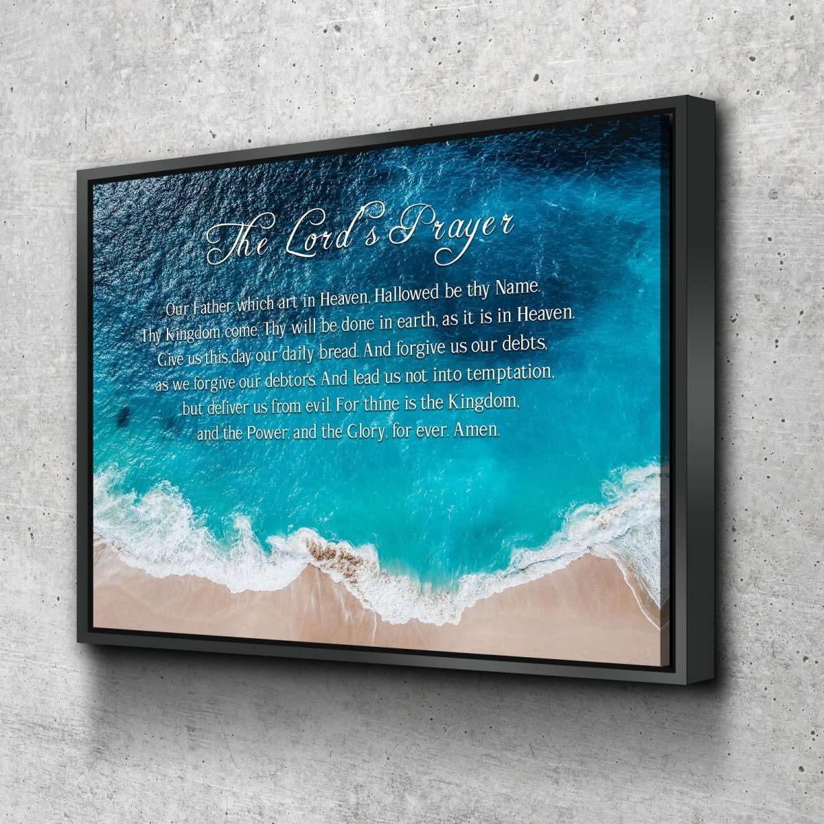 Top-Down Beach View & The Lords Prayer Wall Art - Christian Canvas Wall Art