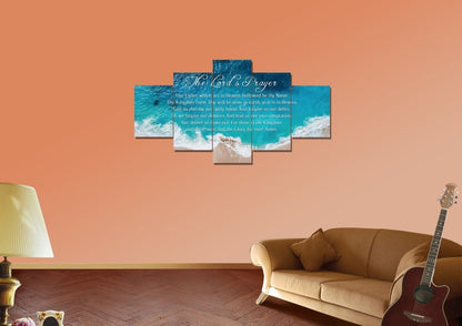 Top-Down Beach View & The Lords Prayer Wall Art - Christian Canvas Wall Art