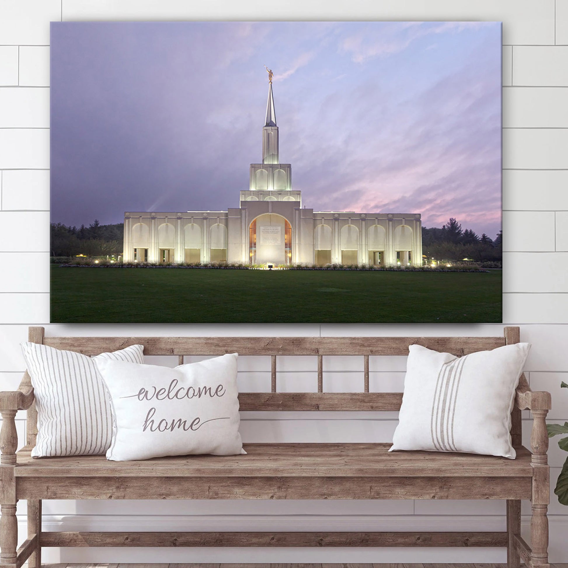 Toronto Temple Lavender Sky Canvas Wall Art - Jesus Christ Picture - Canvas Christian Wall Art