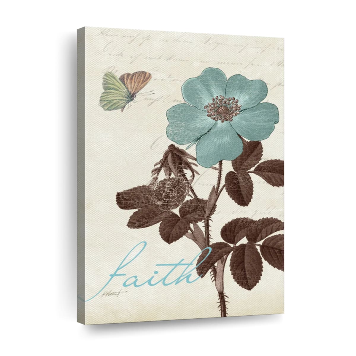 Touch Of Blue Faith Wall Art Canvas - Christian Wall Hangings - Bible Verse Wall Art Canvas