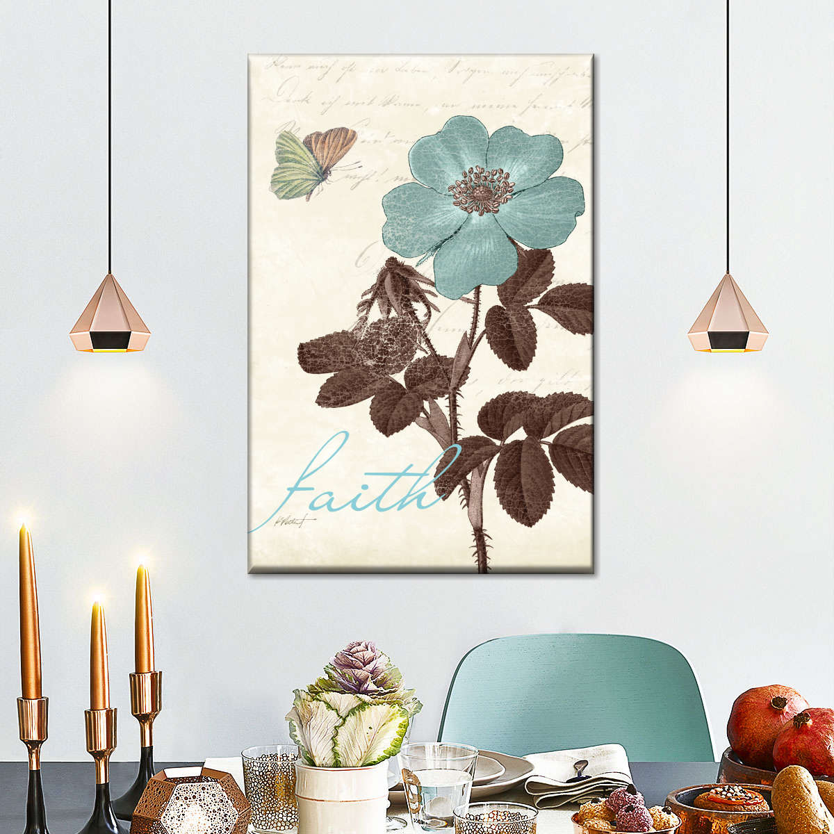 Touch Of Blue Faith Wall Art Canvas - Christian Wall Hangings - Bible Verse Wall Art Canvas