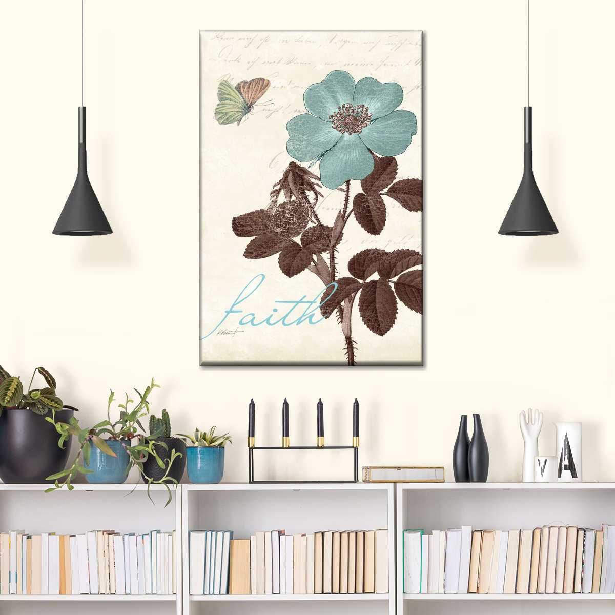 Touch Of Blue Faith Wall Art Canvas - Christian Wall Hangings - Bible Verse Wall Art Canvas