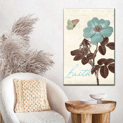 Touch Of Blue Faith Wall Art Canvas - Christian Wall Hangings - Bible Verse Wall Art Canvas