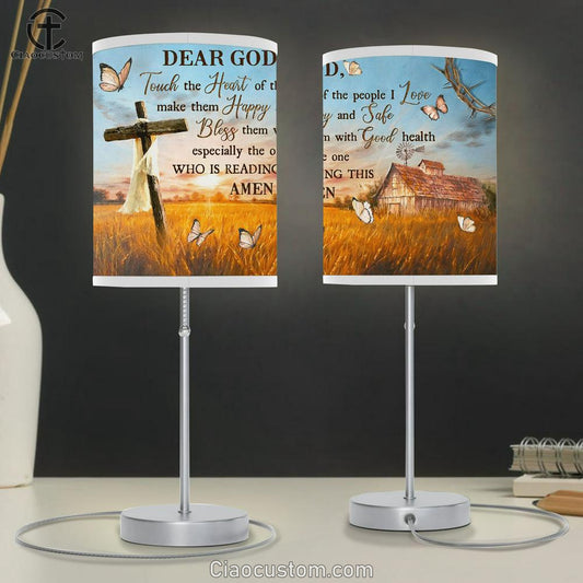 Touch The Heart Of The People I Love Make Them Happy And Safe Bless Them With Good Health Large Table Lamp - Religious Table Lamp Art