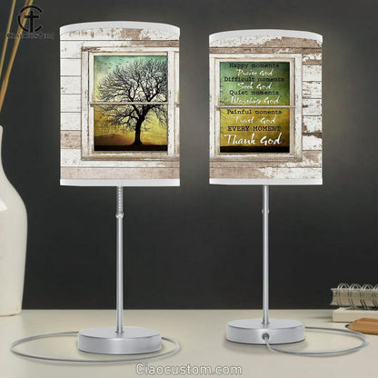 Tree Cross Every Moment Thank God Table Lamp Art - Bible Verse Lamp Art - Room Decor Christian