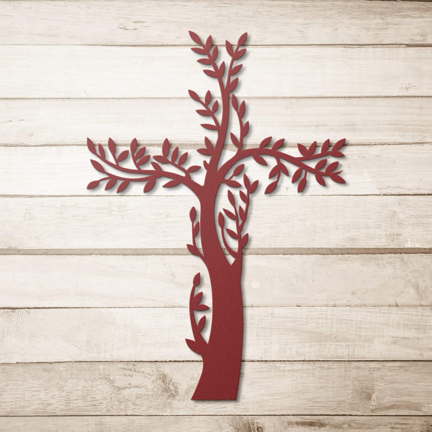Tree Cross Metal Sign - Christian Metal Wall Art - Religious Metal Wall Decor