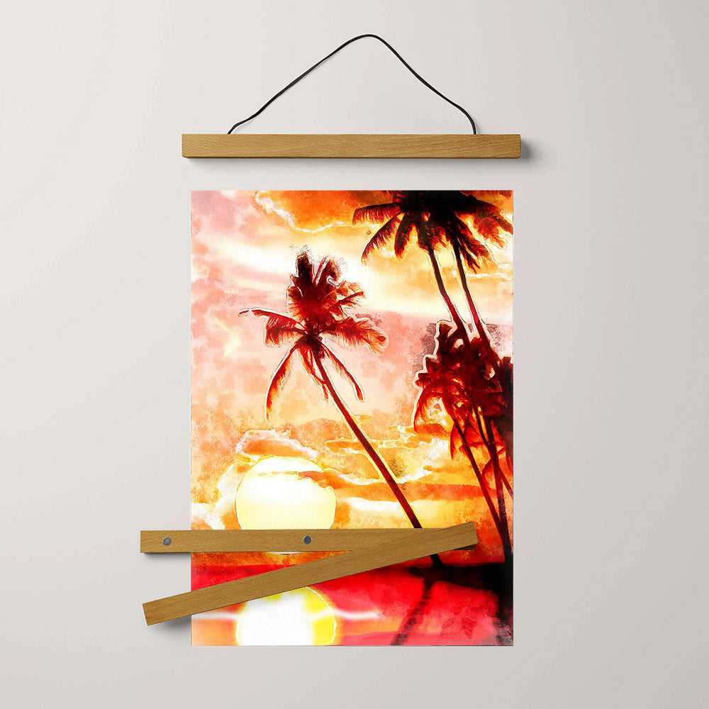Tropical Trees Sunset Hanging Canvas Wall Art - Canvas Wall Decor - Home Decor Living Room
