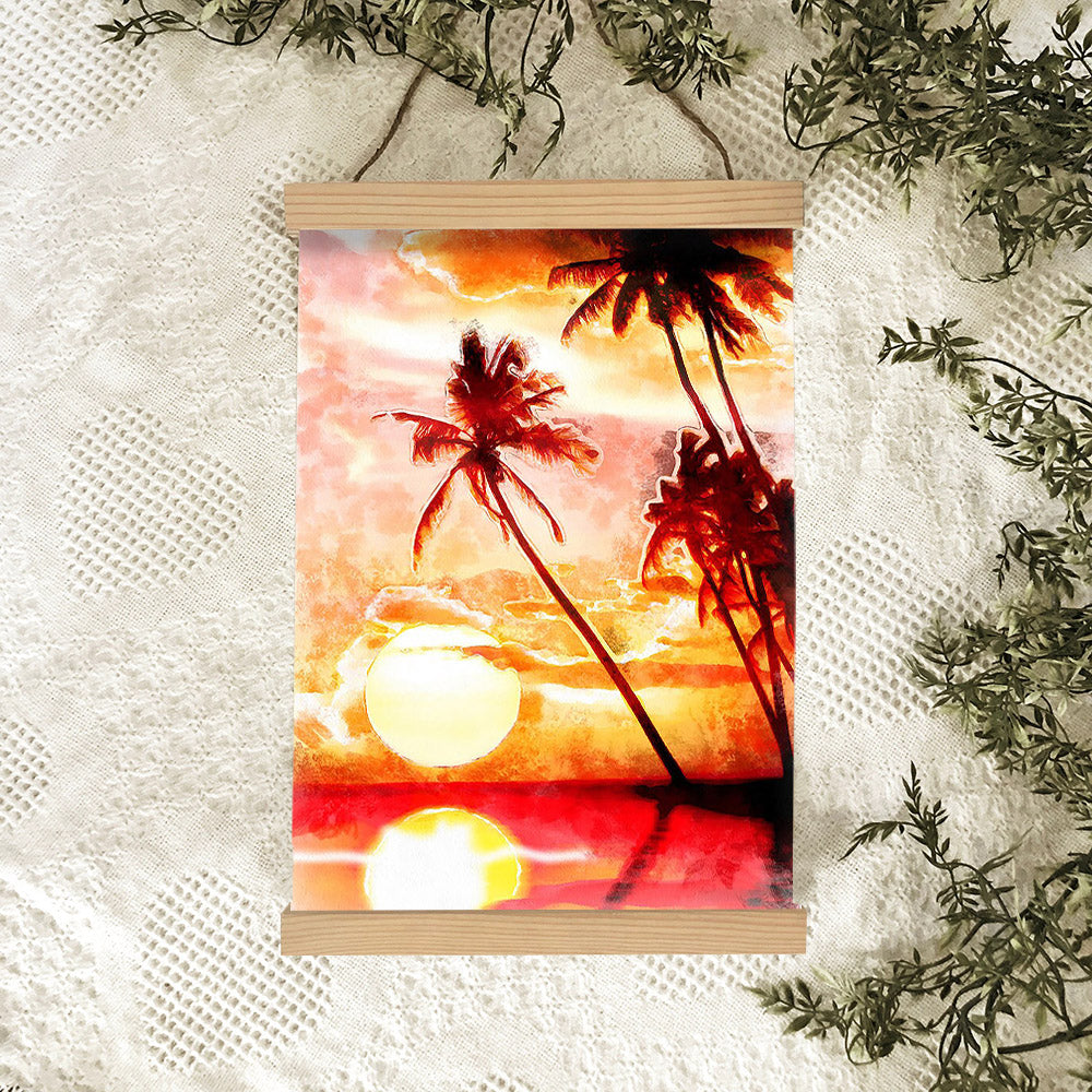 Tropical Trees Sunset Hanging Canvas Wall Art - Canvas Wall Decor - Home Decor Living Room