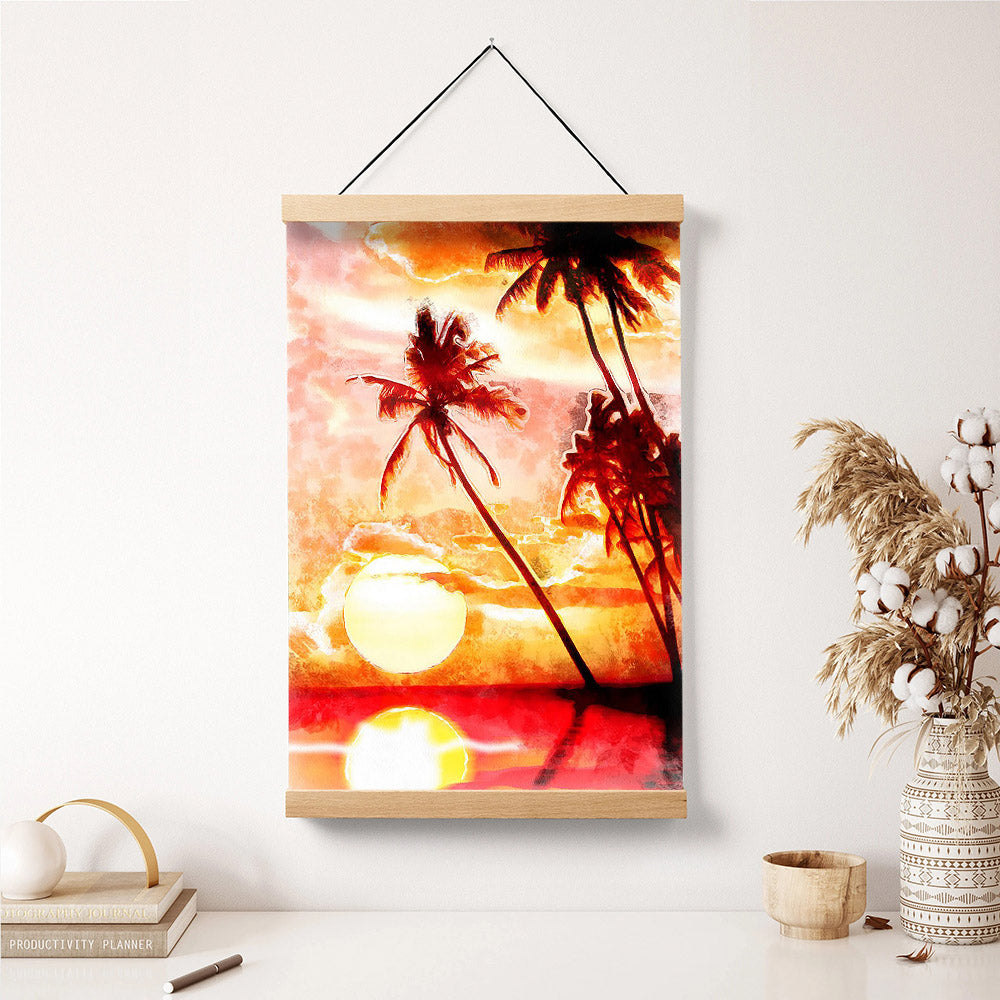 Tropical Trees Sunset Hanging Canvas Wall Art - Canvas Wall Decor - Home Decor Living Room