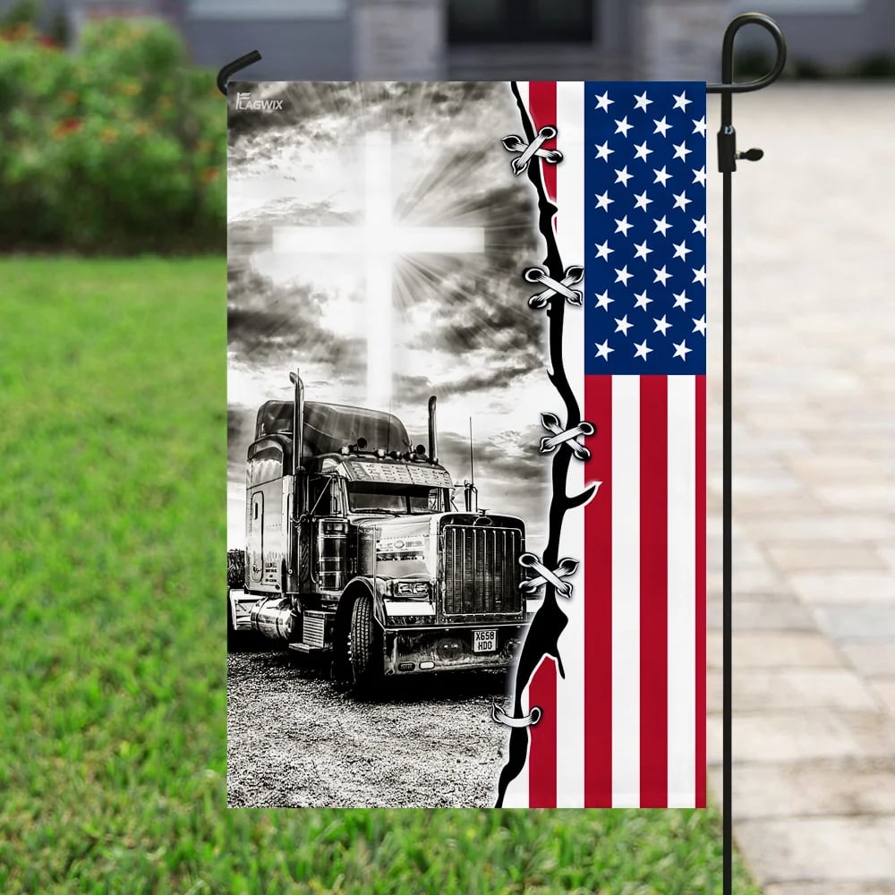 Truck Christian American House Flag - Christian Garden Flags - Outdoor Religious Flags